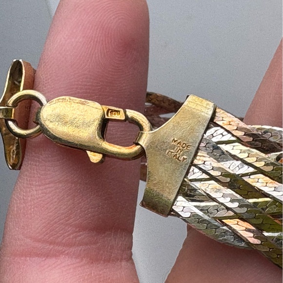 Vintage Sterling silver & Gold Plate Woven Braided Milor Italy Bracelet - Picture 9 of 15